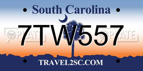 7TW557 South Carolina License Plate