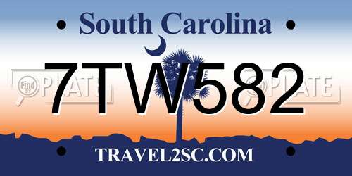 7TW582 South Carolina License Plate