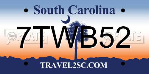 7TWB52 South Carolina License Plate