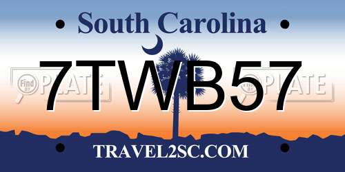 7TWB57 South Carolina License Plate