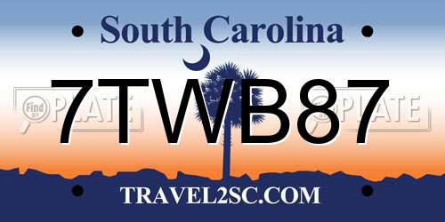 7TWB87 South Carolina License Plate
