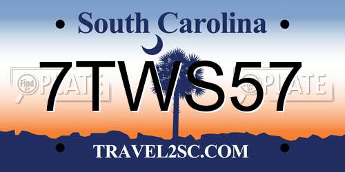 7TWS57 South Carolina License Plate