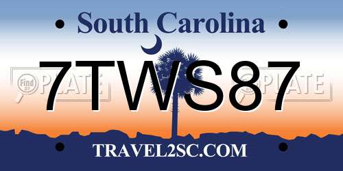 7TWS87 South Carolina License Plate