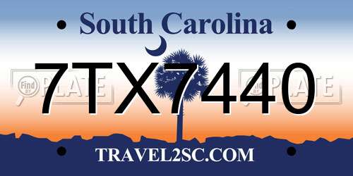 7TX7440 South Carolina License Plate