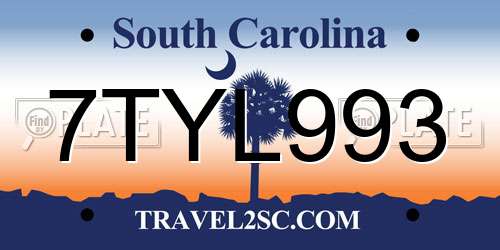 7TYL993 South Carolina License Plate