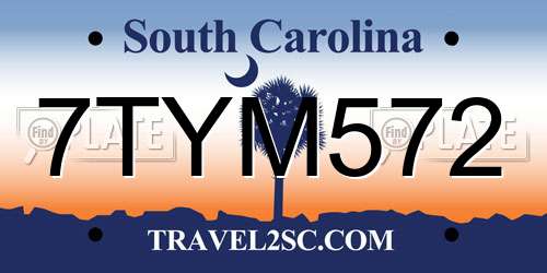 7TYM572 South Carolina License Plate