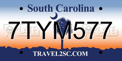 7TYM577 South Carolina License Plate