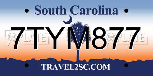 7TYM877 South Carolina License Plate