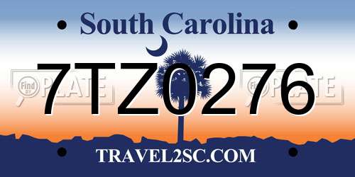 7TZ0276 South Carolina License Plate