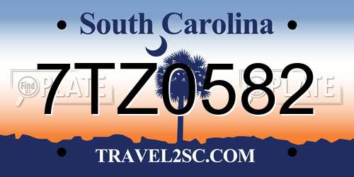 7TZ0582 South Carolina License Plate