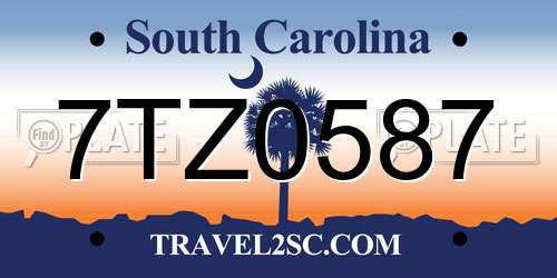 7TZ0587 South Carolina License Plate