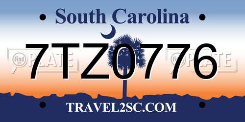 7TZ0776 South Carolina License Plate
