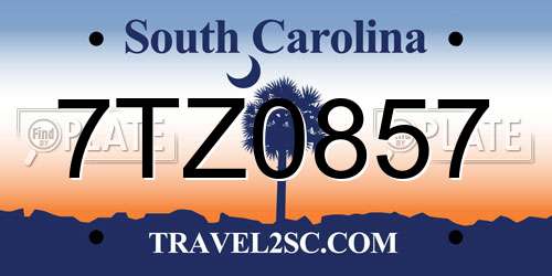 7TZ0857 South Carolina License Plate