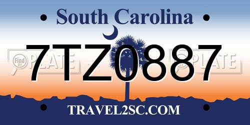 7TZ0887 South Carolina License Plate