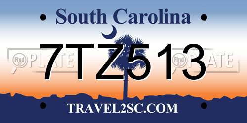 7TZ513 South Carolina License Plate