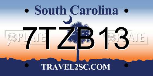 7TZB13 South Carolina License Plate