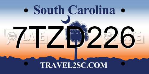 7TZD226 South Carolina License Plate