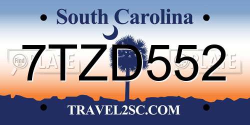 7TZD552 South Carolina License Plate
