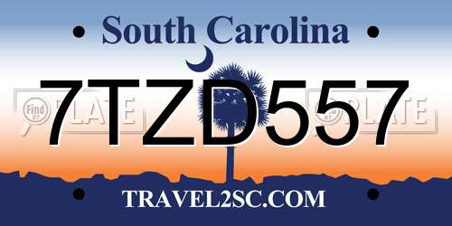 7TZD557 South Carolina License Plate