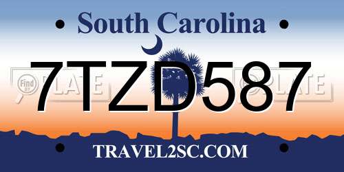 7TZD587 South Carolina License Plate