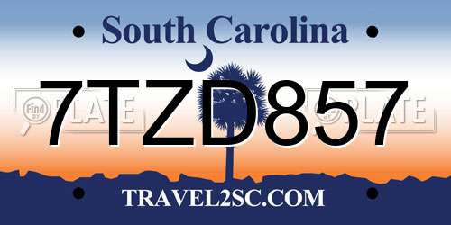 7TZD857 South Carolina License Plate