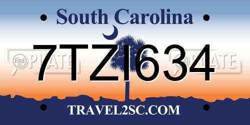 7TZI634 South Carolina License Plate