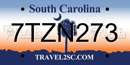 7TZN273 South Carolina License Plate