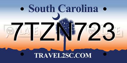 7TZN723 South Carolina License Plate