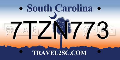 7TZN773 South Carolina License Plate