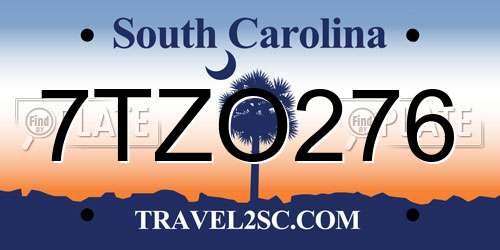 7TZO276 South Carolina License Plate