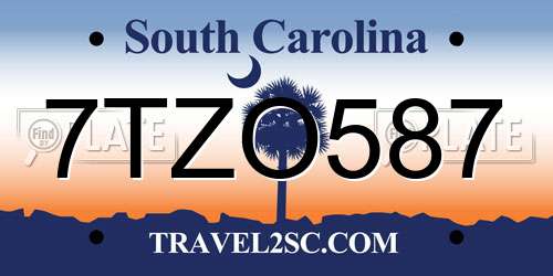 7TZO587 South Carolina License Plate