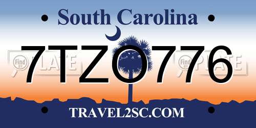 7TZO776 South Carolina License Plate