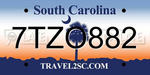 7TZO882 South Carolina License Plate