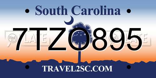 7TZO895 South Carolina License Plate