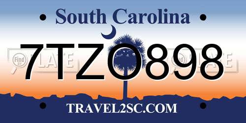 7TZO898 South Carolina License Plate