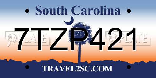 7TZP421 South Carolina License Plate
