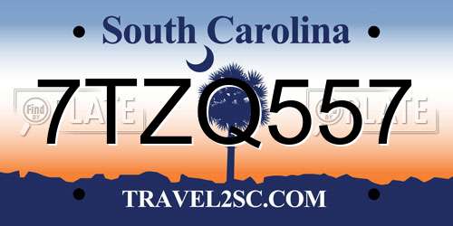 7TZQ557 South Carolina License Plate