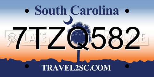 7TZQ582 South Carolina License Plate