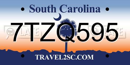 7TZQ595 South Carolina License Plate