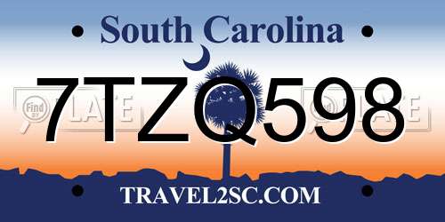 7TZQ598 South Carolina License Plate