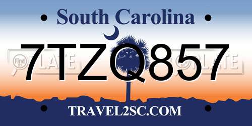 7TZQ857 South Carolina License Plate