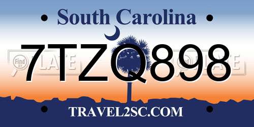 7TZQ898 South Carolina License Plate