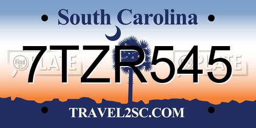 7TZR545 South Carolina License Plate