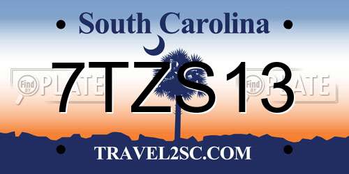 7TZS13 South Carolina License Plate