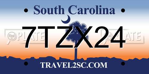 7TZX24 South Carolina License Plate