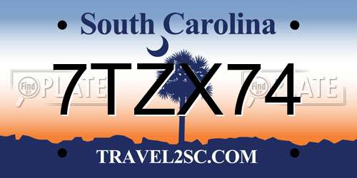 7TZX74 South Carolina License Plate