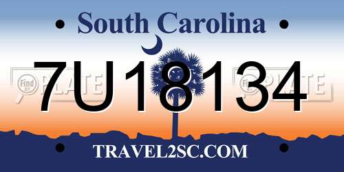 7U18134 South Carolina License Plate