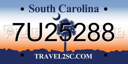 7U25288 South Carolina License Plate