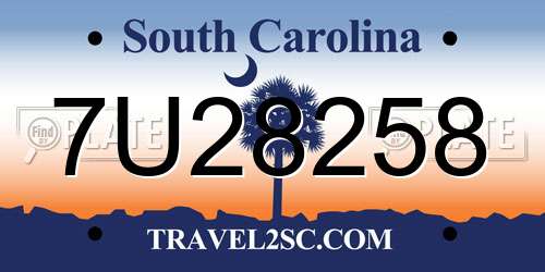 7U28258 South Carolina License Plate