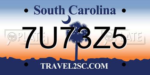7U73Z5 South Carolina License Plate